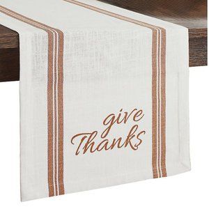 harvest give thanks border 14in x 90in table runner/ off white
